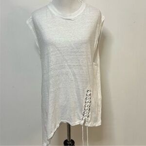 IRO White Muscle Tee with Side Lace-Up